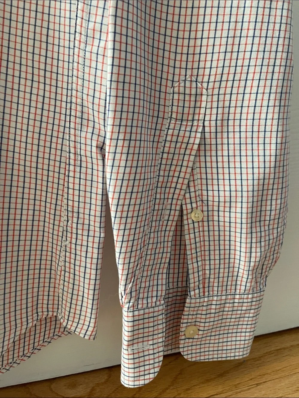 J. Crew Men's Pink and Blue Micro-Check Dress Shirt